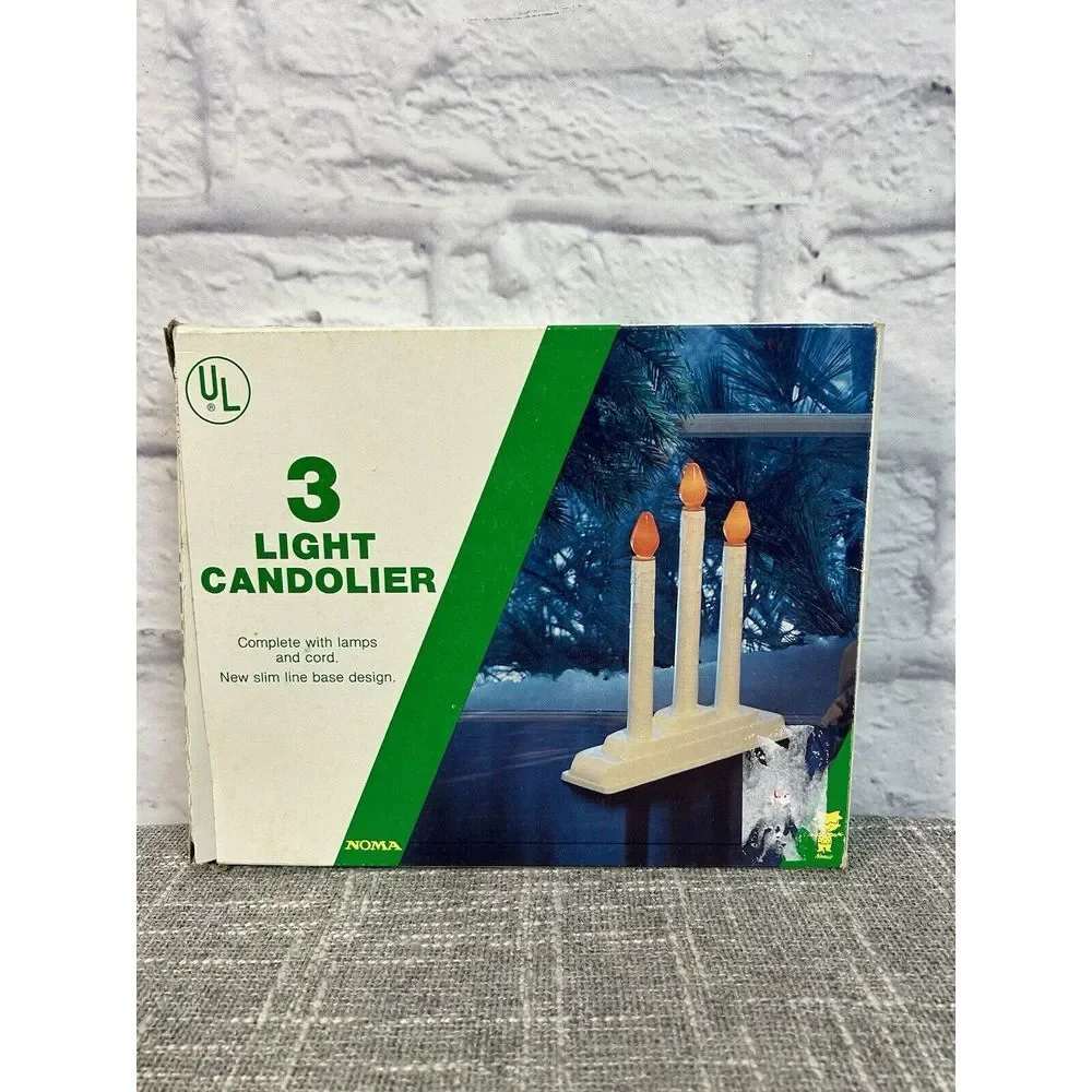 Vintage Noma 3‎ Light Candolier Christmas Holiday Candle Decor w Box
